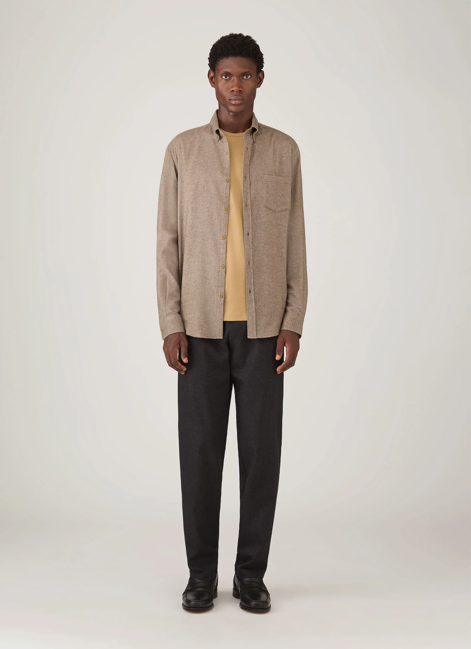 Men's Long Sleeve Classic T-shirt in Tan - Image 3