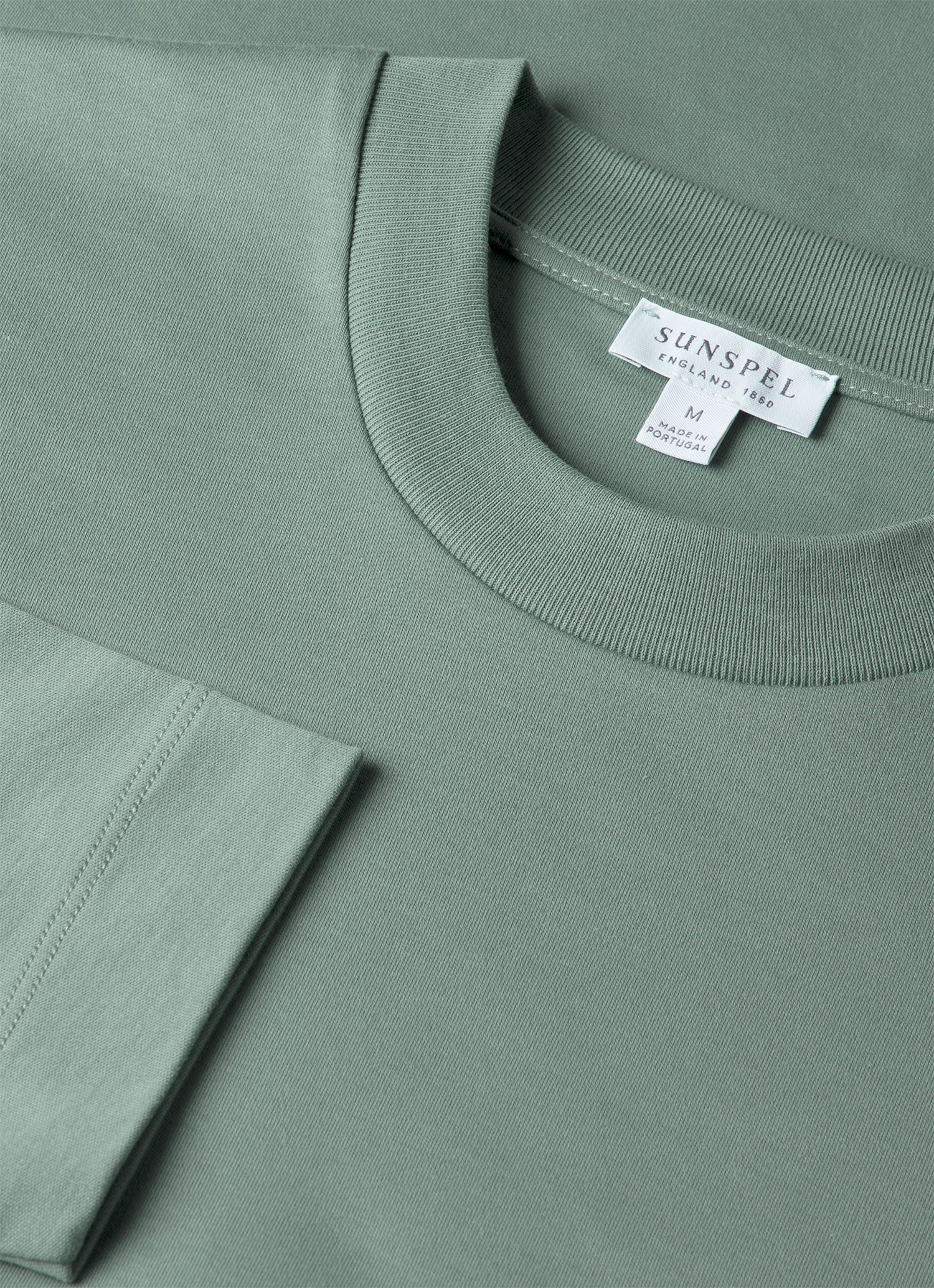Men's Long Sleeve Heavyweight T-shirt in Steel Green - Image 4