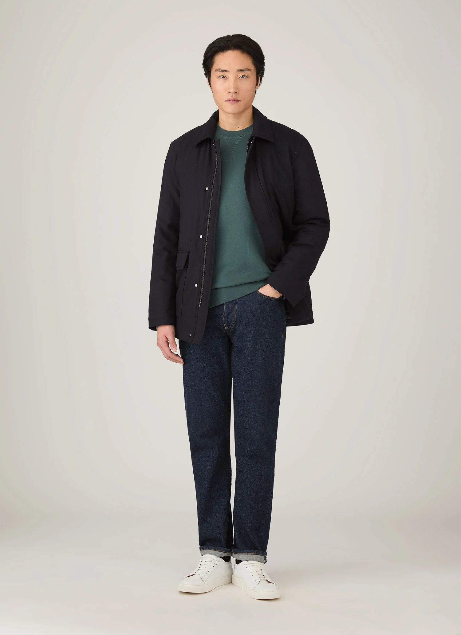 Men's Loopback Sweatshirt in Dark Petrol - Image 3